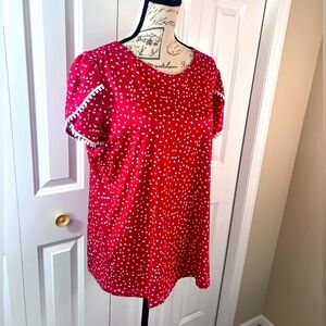 Polka dot short sleeve blouse top